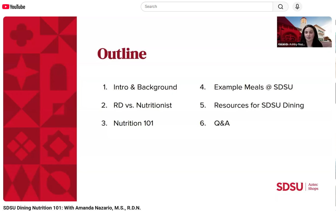 SDSU Dining Nutrition 101 w/ Amanda Nazario | M.S., R.D.N.